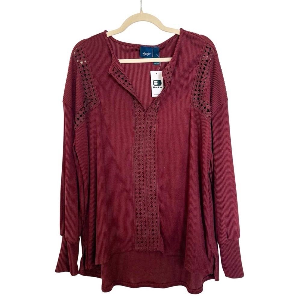 NWT Daytrip Burgundy Crochet Top
